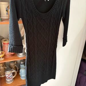Elegant Black Knit Mini Dress